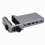 Aluminum USB-C Clamp Hub, Gray, Dual USB-A, HDMI, SD Card Ports