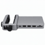 Aluminum USB-C Clamp Hub, Gray, Dual USB-A, HDMI, SD Card Ports