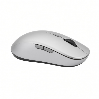 Wireless Bluetooth Mouse, Silver Ergonomic Design with Silent Click Buttons