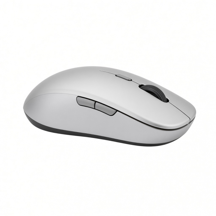 Wireless Bluetooth Mouse, Silver Ergonomic Design with Silent Click Buttons