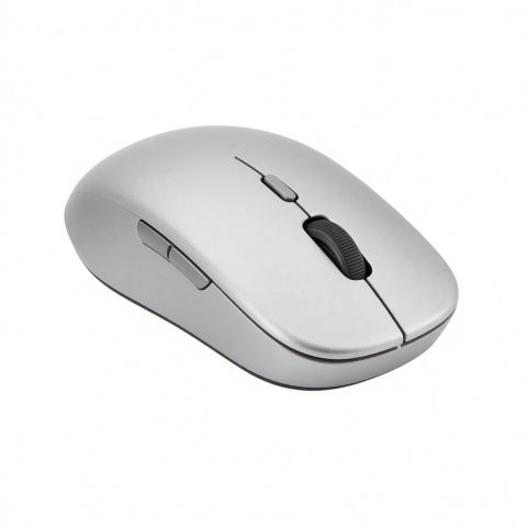 Wireless Bluetooth Mouse, Silver Ergonomic Design with Silent Click Buttons