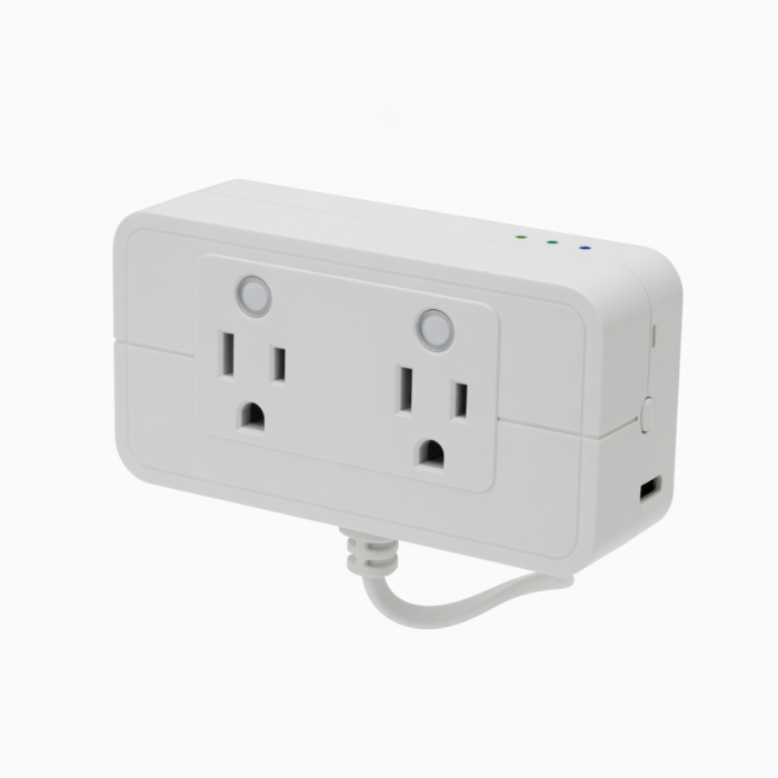 Dual Smart Outlet, White Plug-in Wall Socket, Two Outlets, USB Port