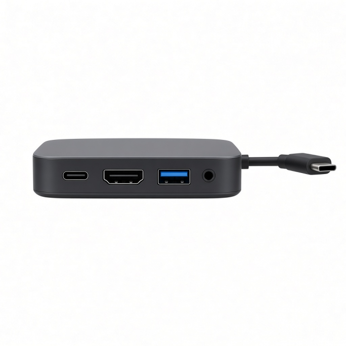 USB-C Multimedia Adapter with HDMI, USB-A, Audio Port, Black