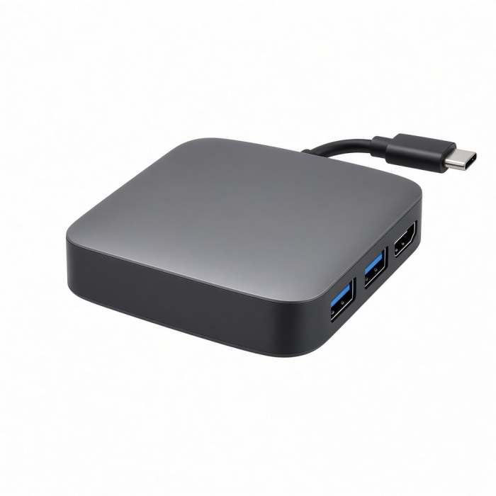 USB-C Multimedia Adapter with HDMI, USB-A, Audio Port, Black