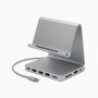 Aluminum Desktop Stand and Hub, Type-C Ports, Silver