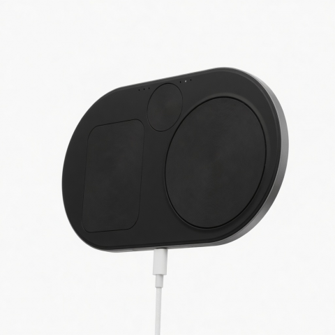 3-in-1 Wireless Charging Station Black Magnetic Pad 15W Output