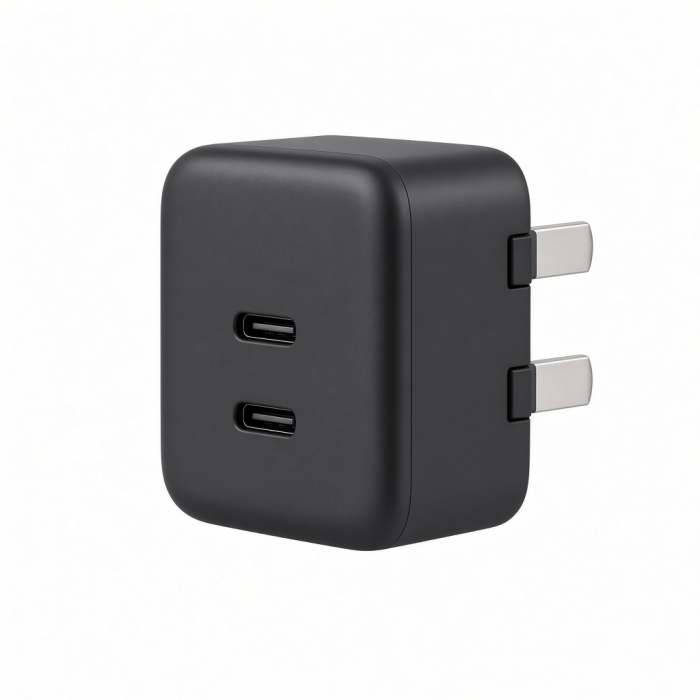 100W USB-C GaN Wall Charger, Dual-Port Compact Black Power Adapter