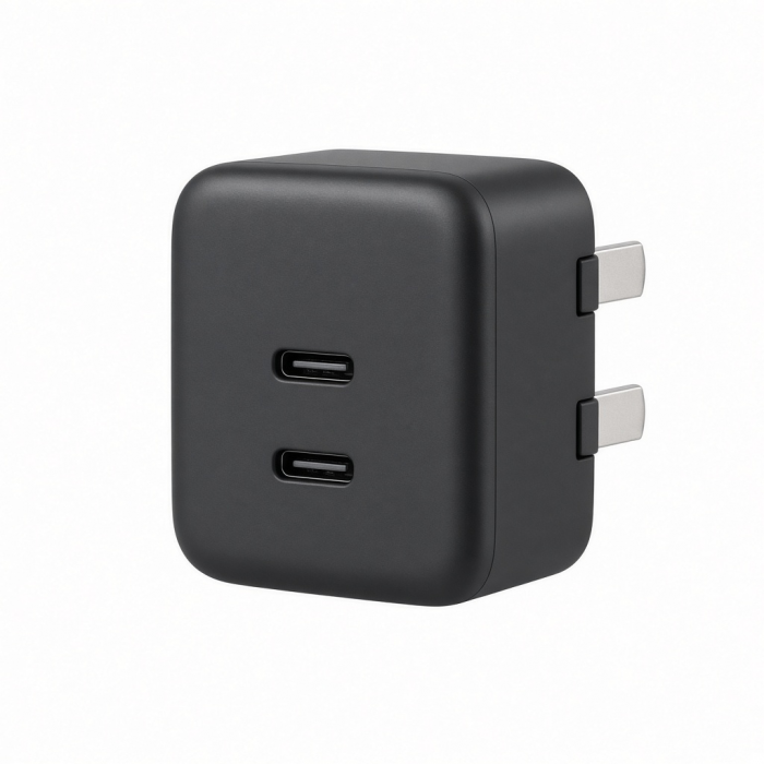 100W USB-C GaN Wall Charger, Dual-Port Compact Black Power Adapter