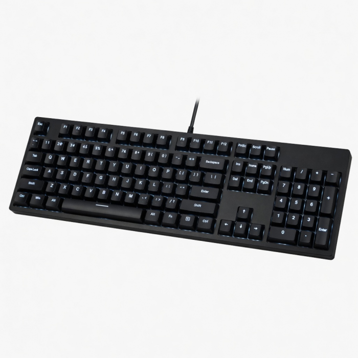 Wired Full-Size Keyboard with Numeric Keypad, Black Backlit Keys