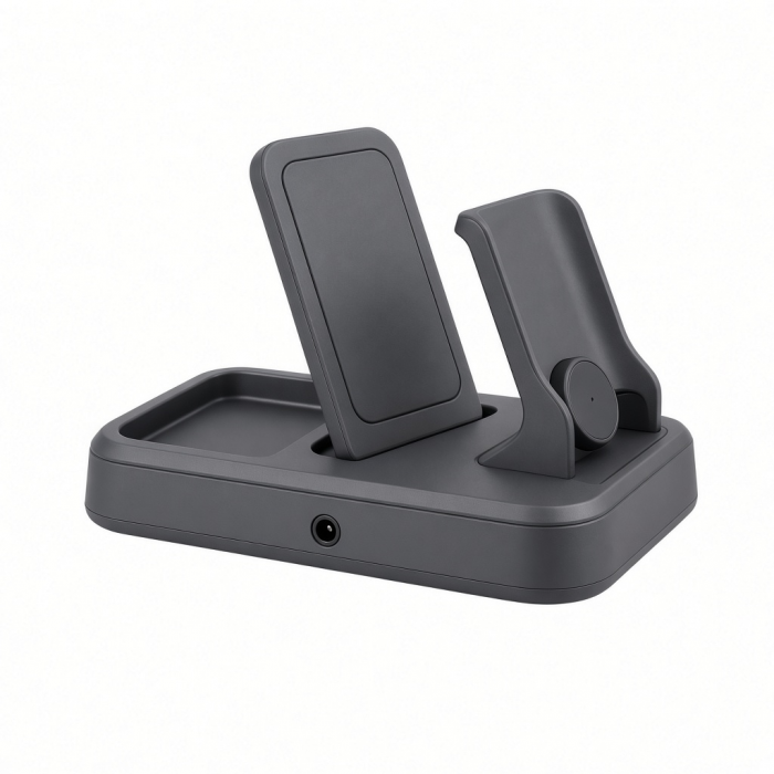 Multi-Device Charging Station, Gray Desktop Dock with USB-A and USB-C Ports