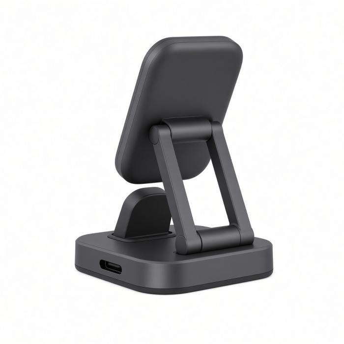 2-in-1 Magnetic Wireless Charging Stand, Aluminum, Black
