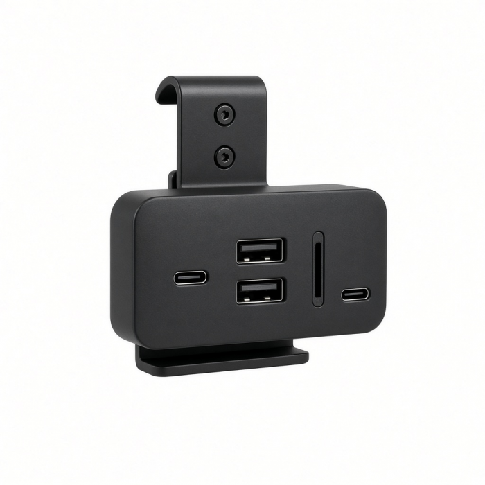 USB-C Clamp Hub with Dual USB-A Ports, Card Reader, Black