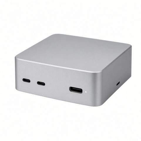 USB-C Desktop Docking Station, Aluminum Alloy, Silver, Multi-Port Connectivity