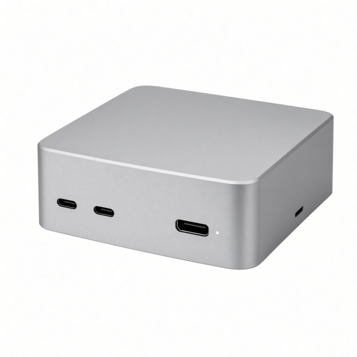 USB-C Desktop Docking Station, Aluminum Alloy, Silver, Multi-Port Connectivity