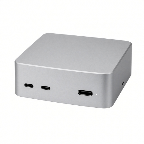 USB-C Desktop Docking Station, Aluminum Alloy, Silver, Multi-Port Connectivity