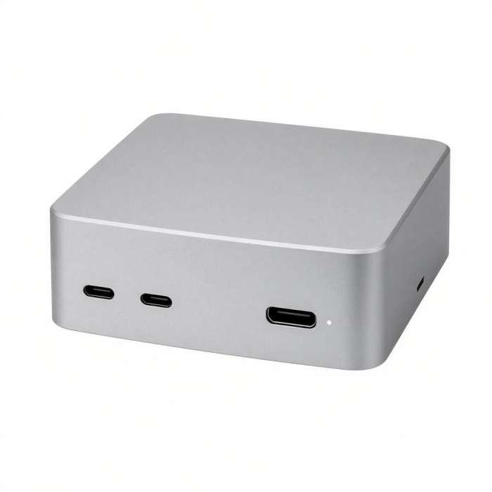 USB-C Desktop Docking Station, Aluminum Alloy, Silver, Multi-Port Connectivity