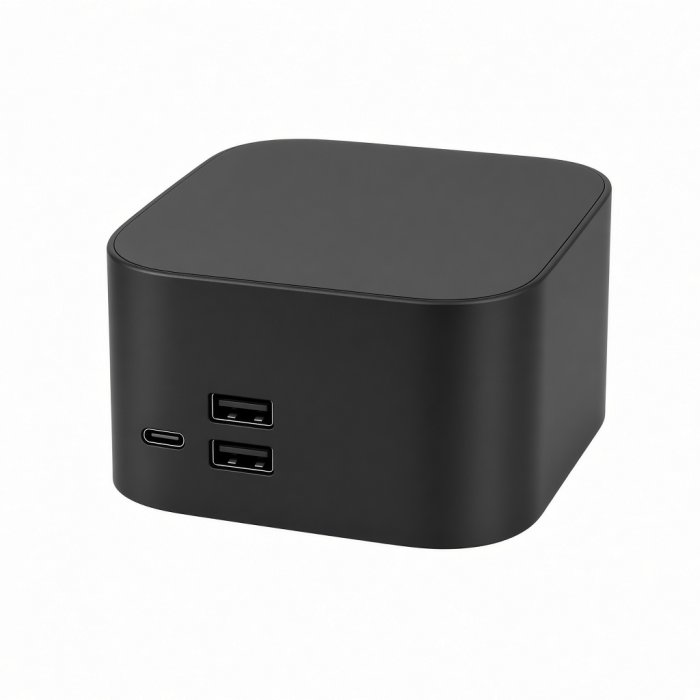 USB Hub, Black ABS, Dual USB-A Ports and USB-C Port