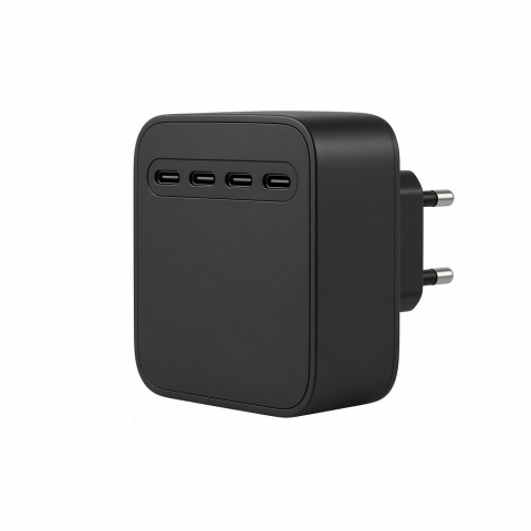 165W USB-C 4-Port PD GaN Charger, Black Compact Wall Adapter