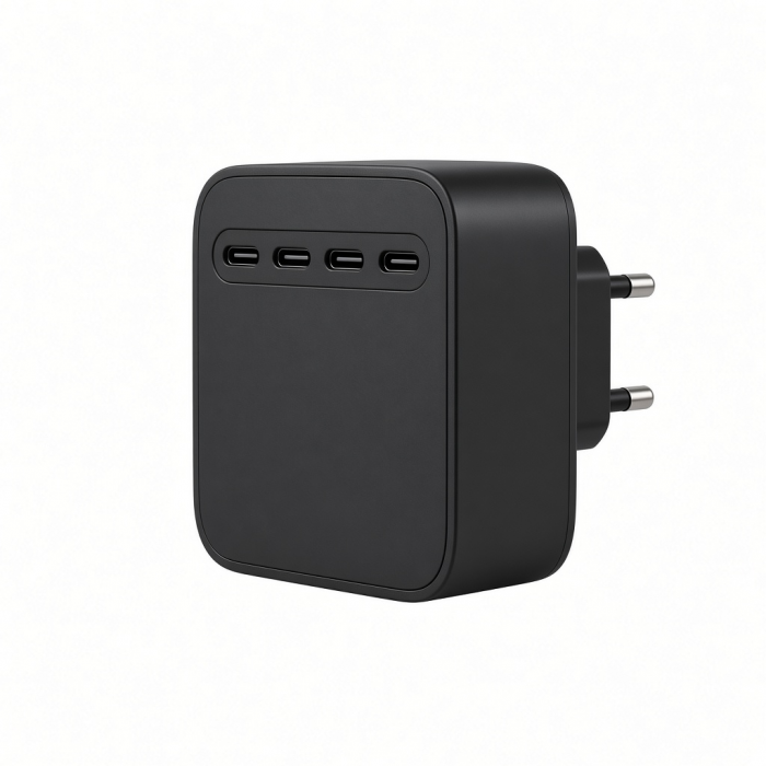 165W USB-C 4-Port PD GaN Charger, Black Compact Wall Adapter