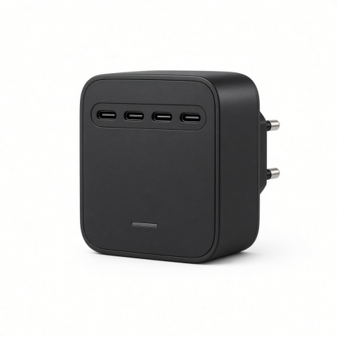 165W USB-C 4-Port PD GaN Charger, Black Compact Wall Adapter