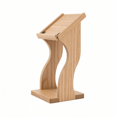 Wooden Dual Vertical Laptop Stand, Natural Oak Finish, Two-Tier Design