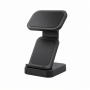 Dual Wireless Charging Stand, Black Foldable Desktop Charger Dock