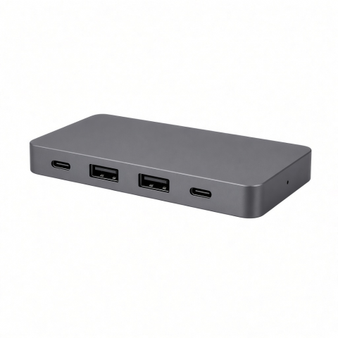 Slim USB-C Hub with 2 USB-A and 2 USB-C Ports, Gray