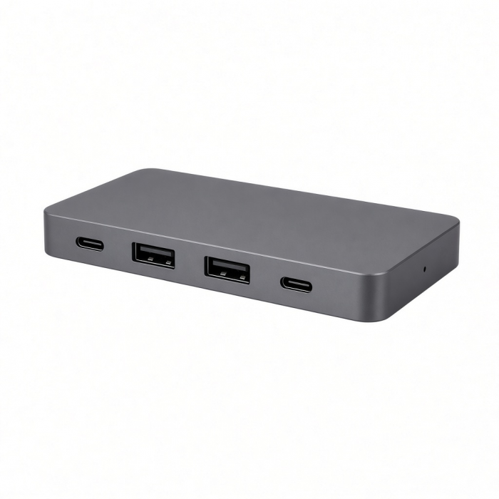 Slim USB-C Hub with 2 USB-A and 2 USB-C Ports, Gray