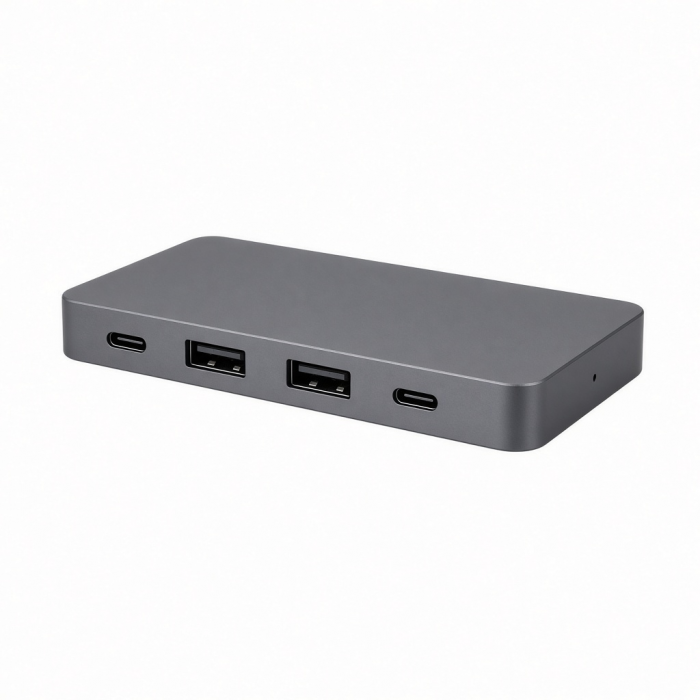 Slim USB-C Hub with 2 USB-A and 2 USB-C Ports, Gray