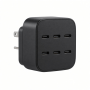 200W USB-C GaN Wall Charger, 6-Port Black Power Adapter