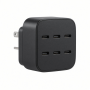 200W USB-C GaN Wall Charger, 6-Port Black Power Adapter