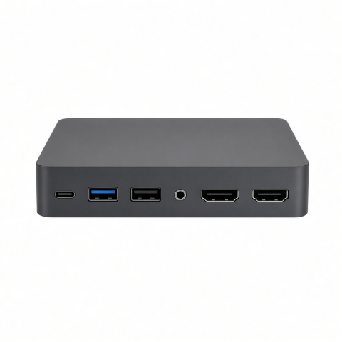 USB-C Multimedia Docking Station, Aluminum, Dual HDMI, USB-A and Audio Ports