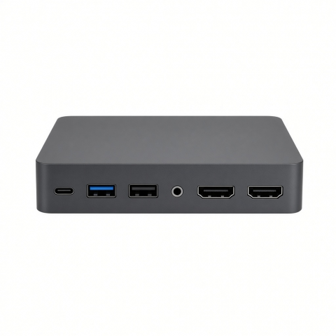 USB-C Multimedia Docking Station, Aluminum, Dual HDMI, USB-A and Audio Ports