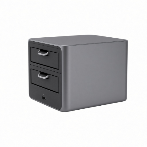 Desktop Storage Organizer with Two Drawers, Charcoal Gray