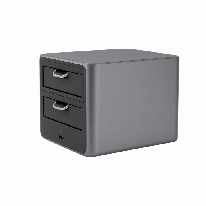 Desktop Storage Organizer with Two Drawers, Charcoal Gray
