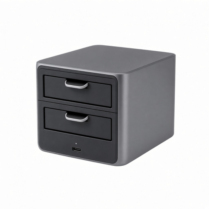 Desktop Storage Organizer with Two Drawers, Charcoal Gray