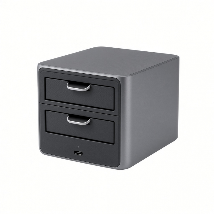 Desktop Storage Organizer with Two Drawers, Charcoal Gray