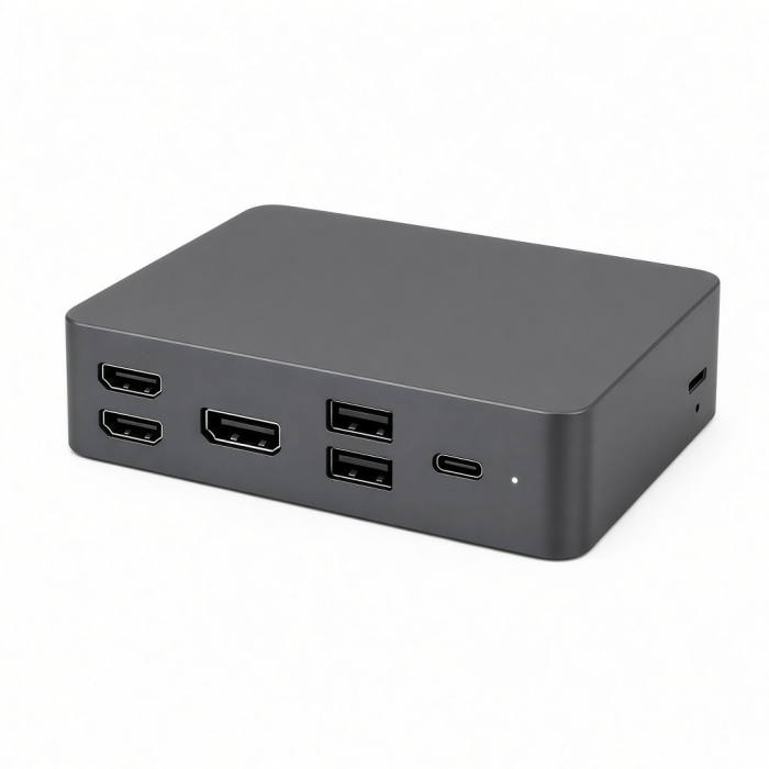 Triple 4K Display Docking Station, USB-C, HDMI, DisplayPort, Black