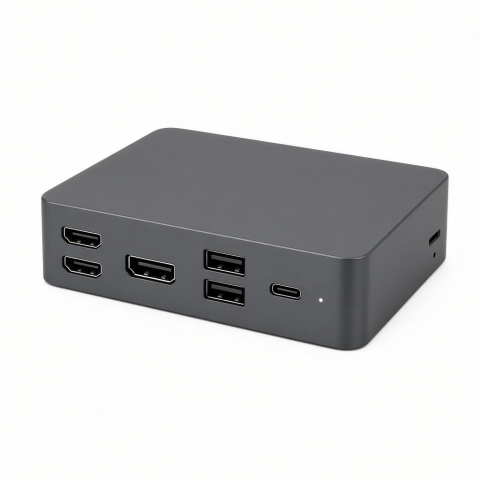 Triple 4K Display Docking Station, USB-C, HDMI, DisplayPort, Black
