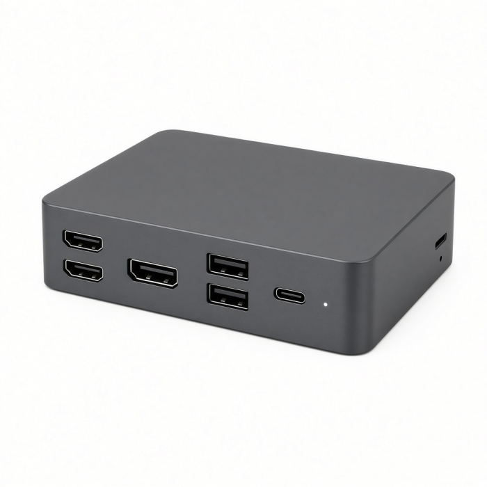 Triple 4K Display Docking Station, USB-C, HDMI, DisplayPort, Black