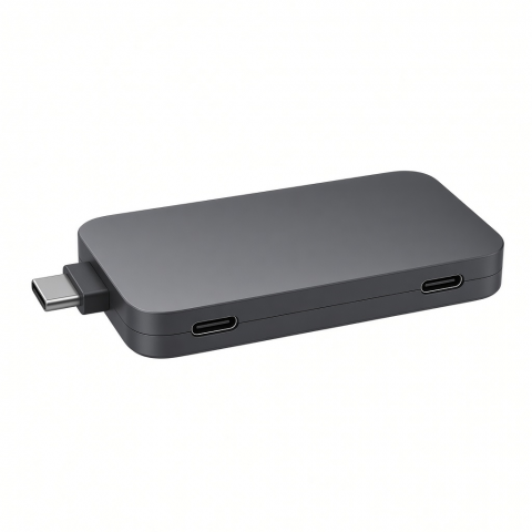 Dual USB-C Hub, Aluminum Alloy, Space Gray, 2-Port Expansion