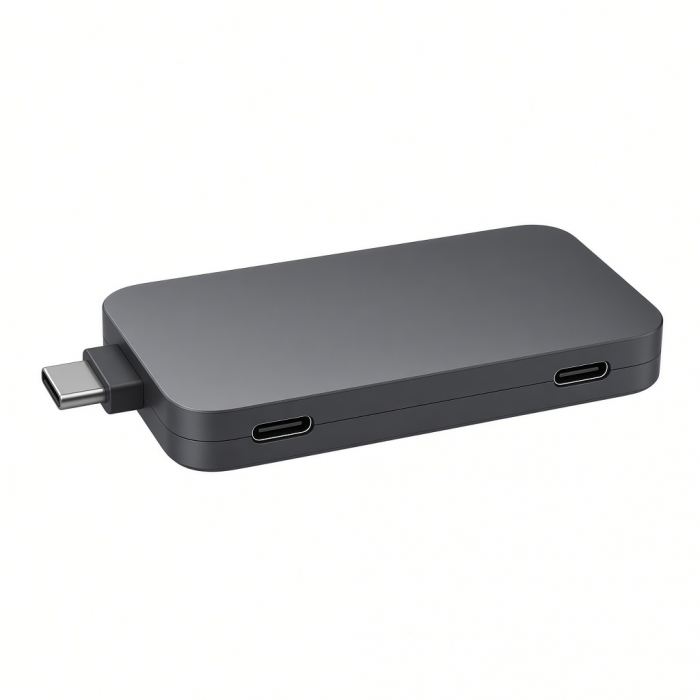 Dual USB-C Hub, Aluminum Alloy, Space Gray, 2-Port Expansion