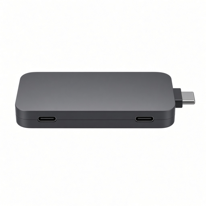 Dual USB-C Hub, Aluminum Alloy, Space Gray, 2-Port Expansion