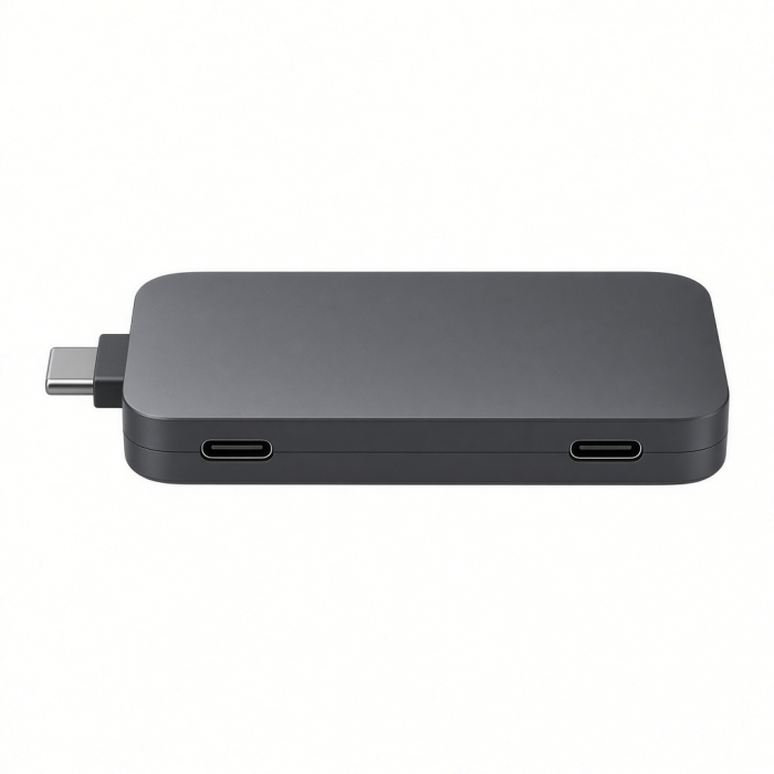 Dual USB-C Hub, Aluminum Alloy, Space Gray, 2-Port Expansion