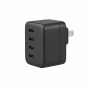 145W USB-C 4-Port GaN Wall Charger, Black Compact Design