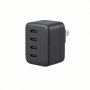 145W USB-C 4-Port GaN Wall Charger, Black Compact Design