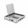 Desktop Computer Stand Hub, NVMe SSD Enclosure, Silver Aluminum