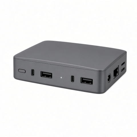 USB-C Docking Station, Gray Multiport Hub with USB-A, Ethernet and Audio Ports