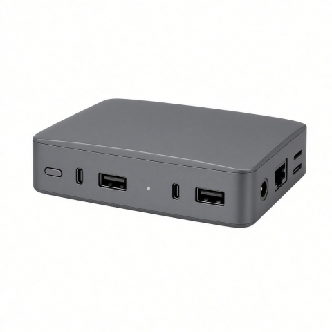 USB-C Docking Station, Gray Multiport Hub with USB-A, Ethernet and Audio Ports