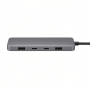 4-Port Aluminum USB Hub, Gray, Dual USB-C and USB-A Ports